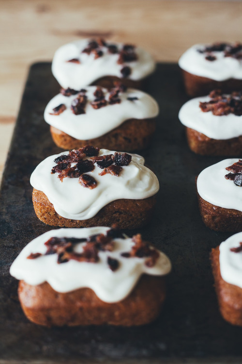 Pumpkin Mini Cakes with Cream Cheese Glaze and Candied Bacon Bits My Name Is Yeh for Jones Dairy Farm