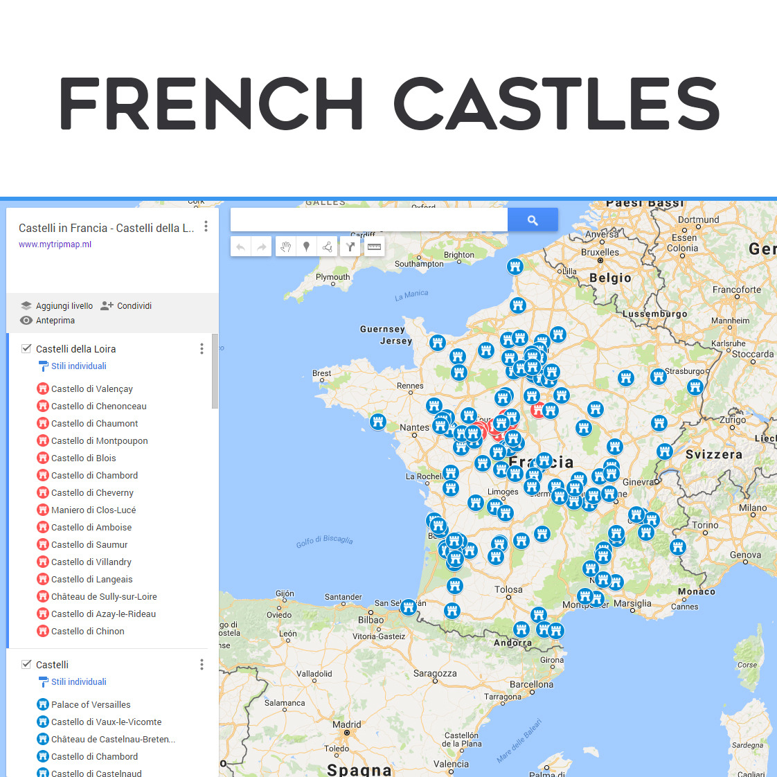 map of french chateaux        <h3 class=