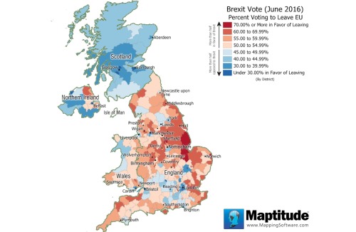 Maptitude: Results Of “Brexit” Vote By UK... - Maps On The Web