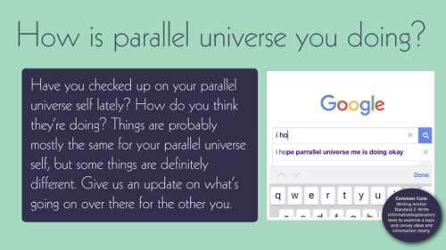 #837 — checking in with parallel universe you