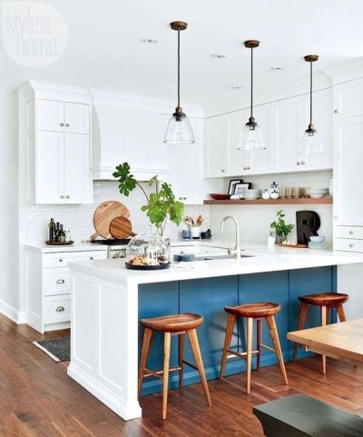 Blue and white kitchen