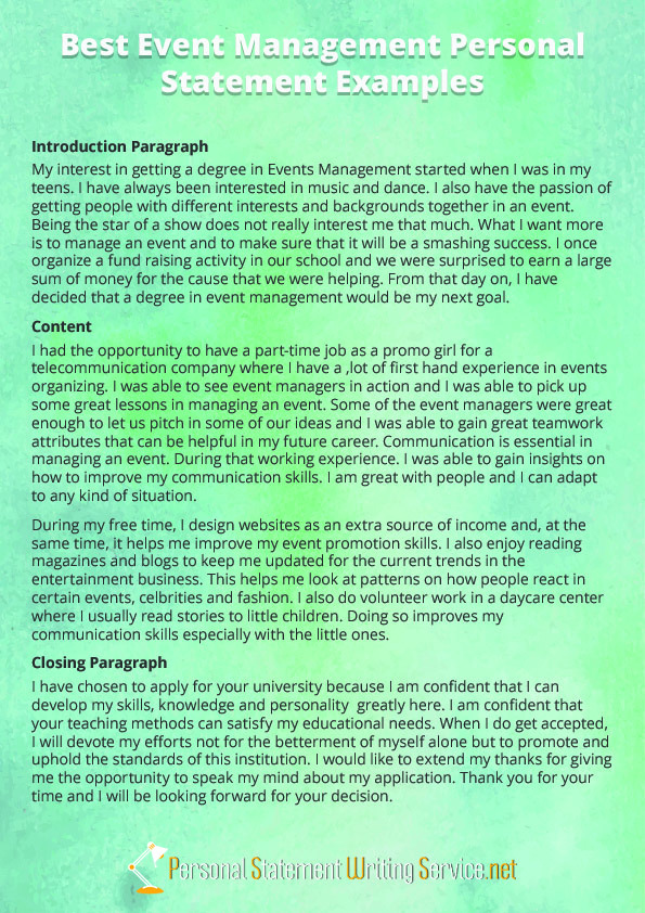 Management personal statement