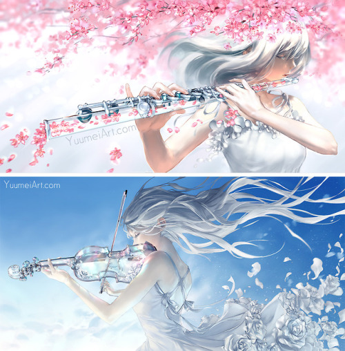 yuumei-art:My glass instruments series :) I’ve been meaning to...