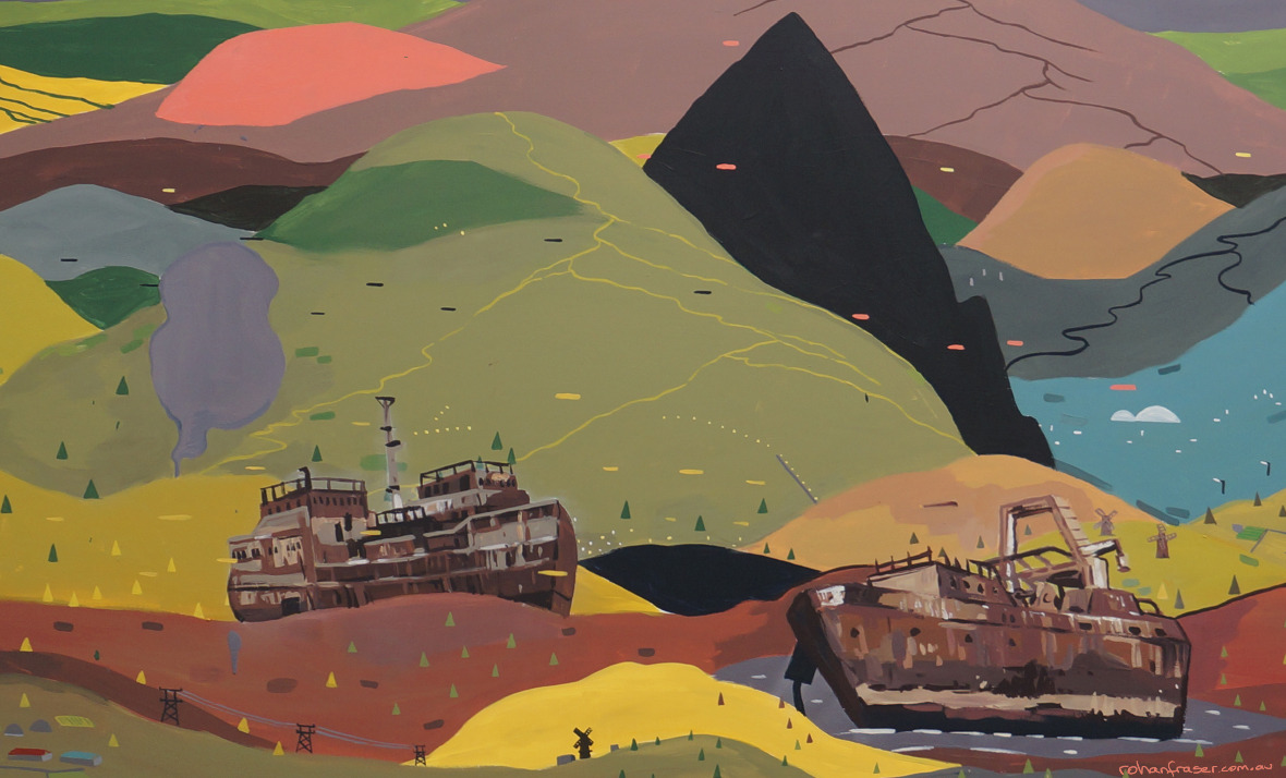 Detail of the work in progress - derelict ships