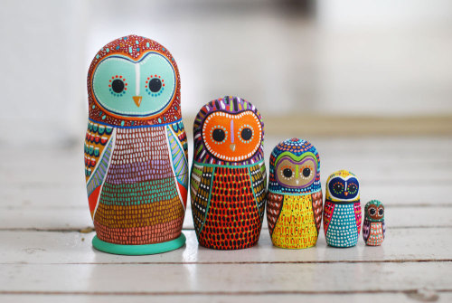 PeriwinkleNuthatch nesting dolls matryoska doll owls art doll