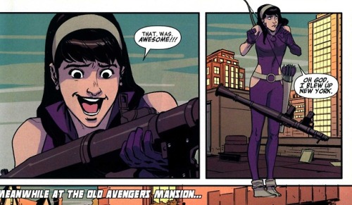 branwen88:youngavengerscameos:Kate with an RPGFrom Hawkeye...