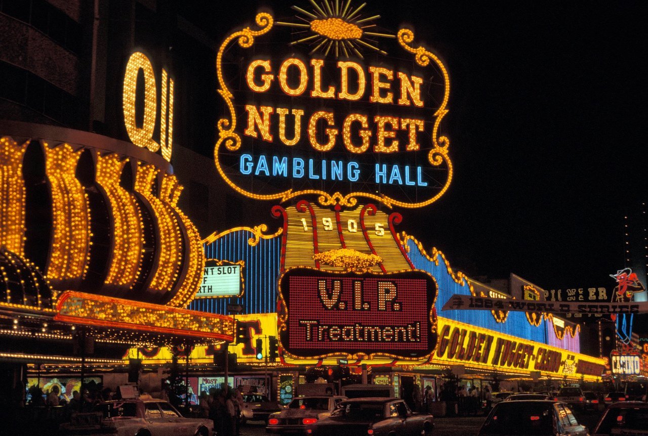 Vintage Las Vegas — In front of the Riviera, Las Vegas, 1975. Facing...