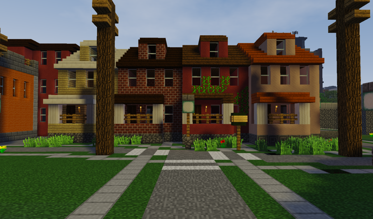 Minecraft Urban Planner, Houses on Highland Park Avenue.