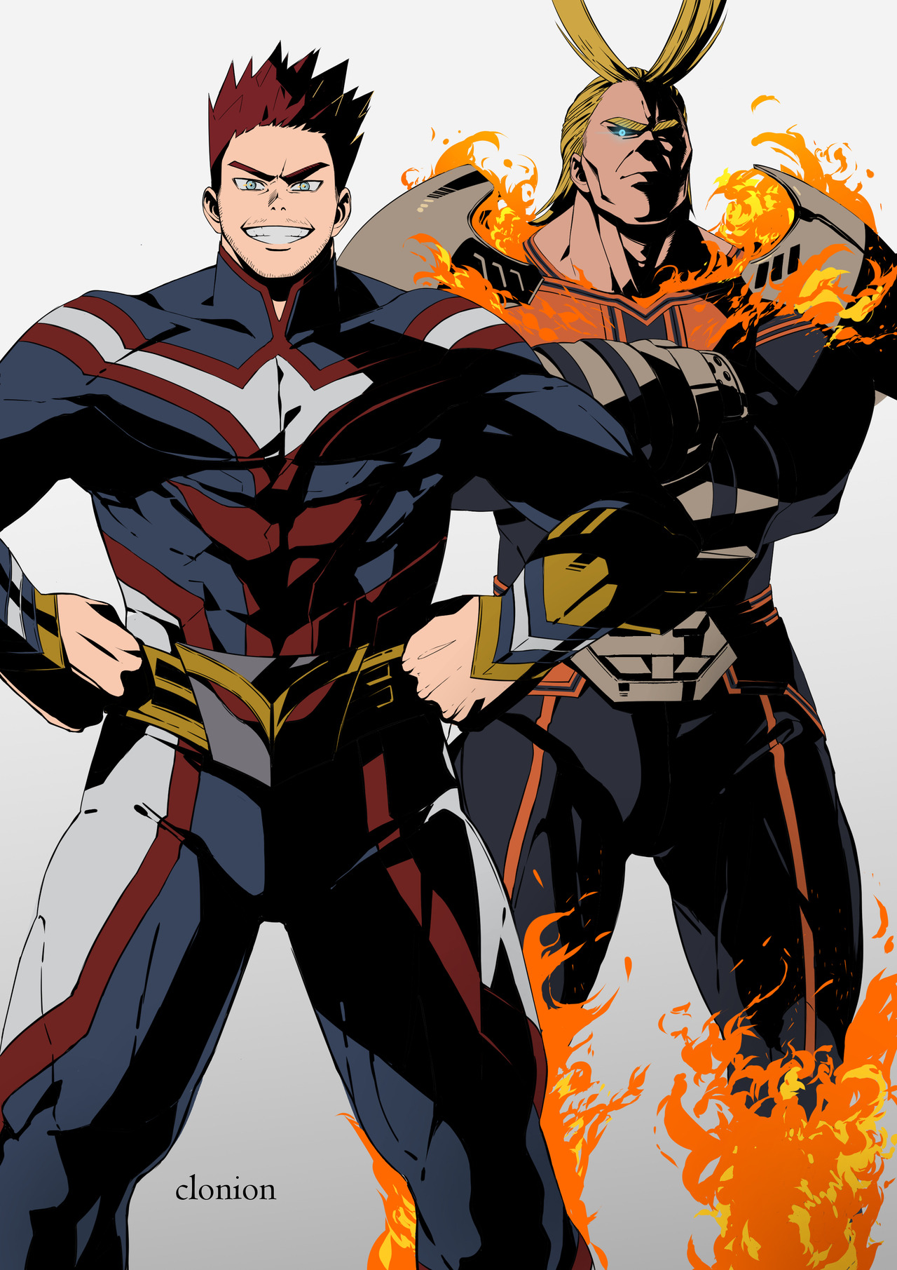 Endeavor and All Might but with their costumes,... - i'm clonion