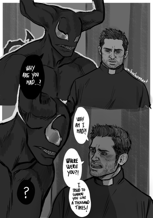 symbrock venom eddie brock priest!eddie demon!venom au alternate universe my art fan art digital art marvel