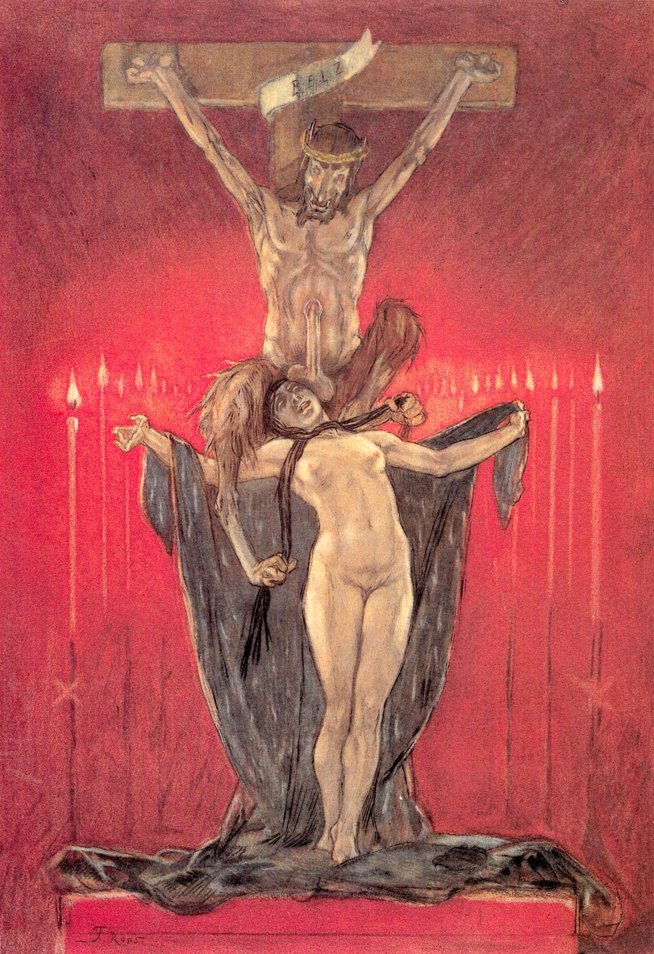 The Satanic. Calvary. 1882. Flicien Rops (1833-1898)