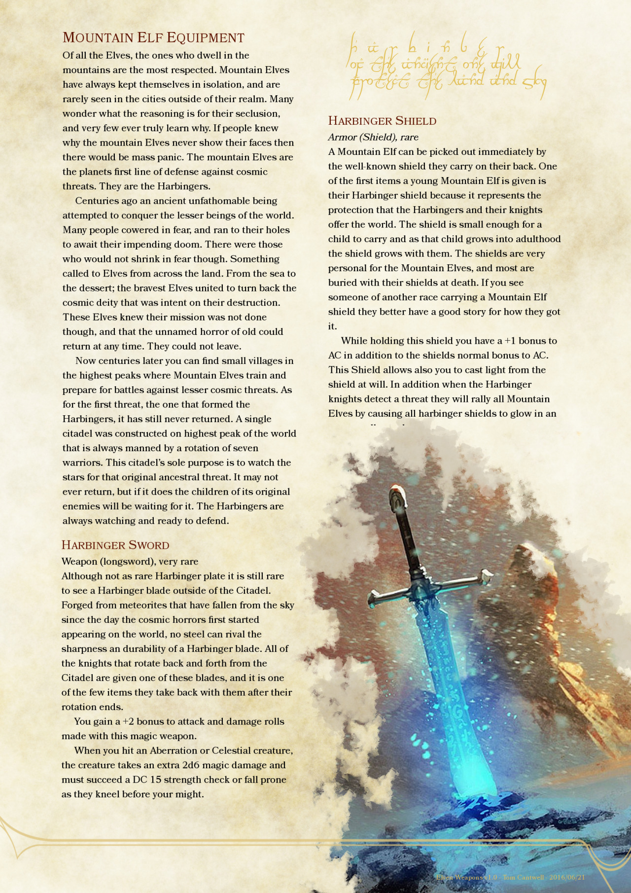 DnD 5e Homebrew — Elven Weapons and Armor by SparkyBard