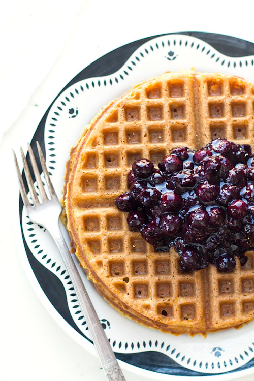 cakesonholiday:Simple Gluten-Free Waffles with Blueberry...