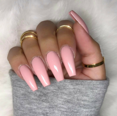 Matte Baby Pink Coffin Nails Matte