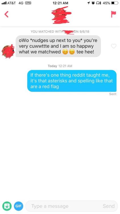 tinderventure:The very first message I received on Tinder