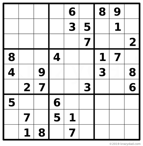 little puzzler — Solve this puzzle at Krazydad Intermediate Sudoku...