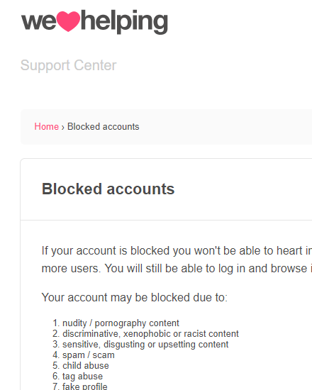 We Heart It | Blocked accounts