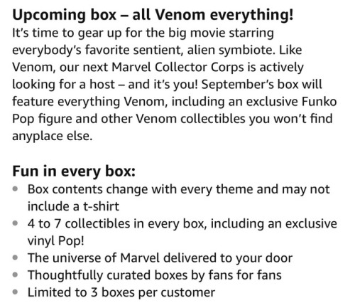 bizarnage:Marvel’s next Collector Corps box will be Venom...