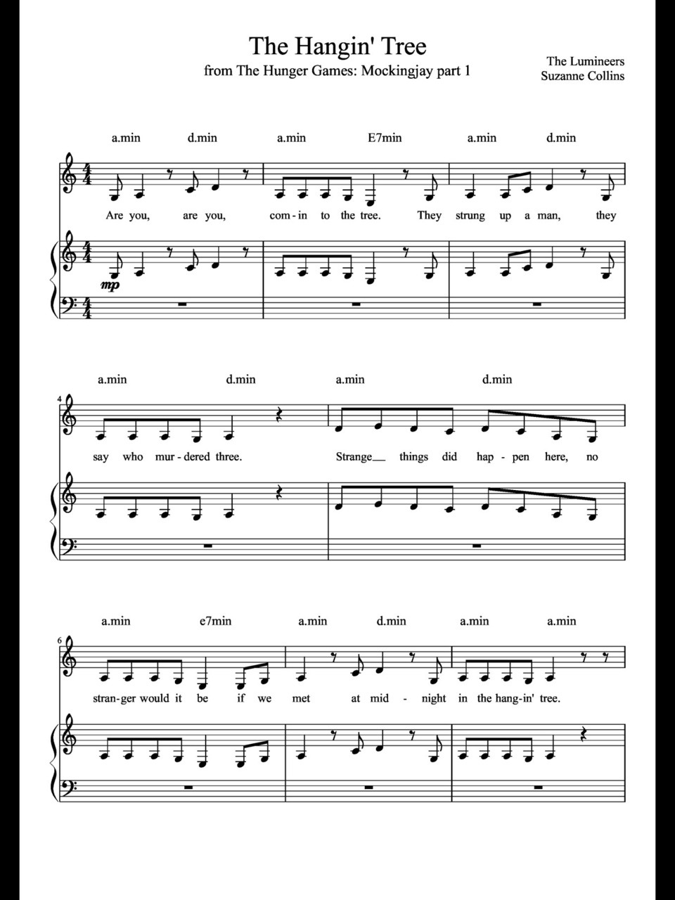 reddit sheet music piano >  from tree hanging Music mockingjay Sheet â€” The Piano