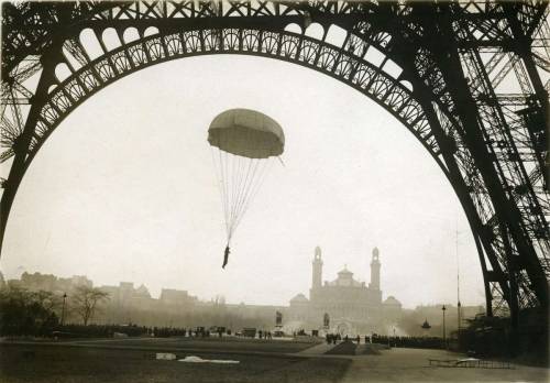 hauntedbystorytelling:Parachute jump from the Eiffel Tower...