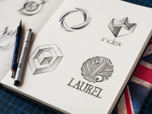 Various icon and logo sketches by Mike AKA Creative Mints.