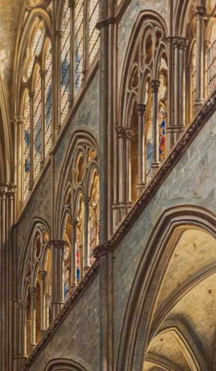 inividia:Interior of the Cathedral of Amiens (detail), c. 1842,...