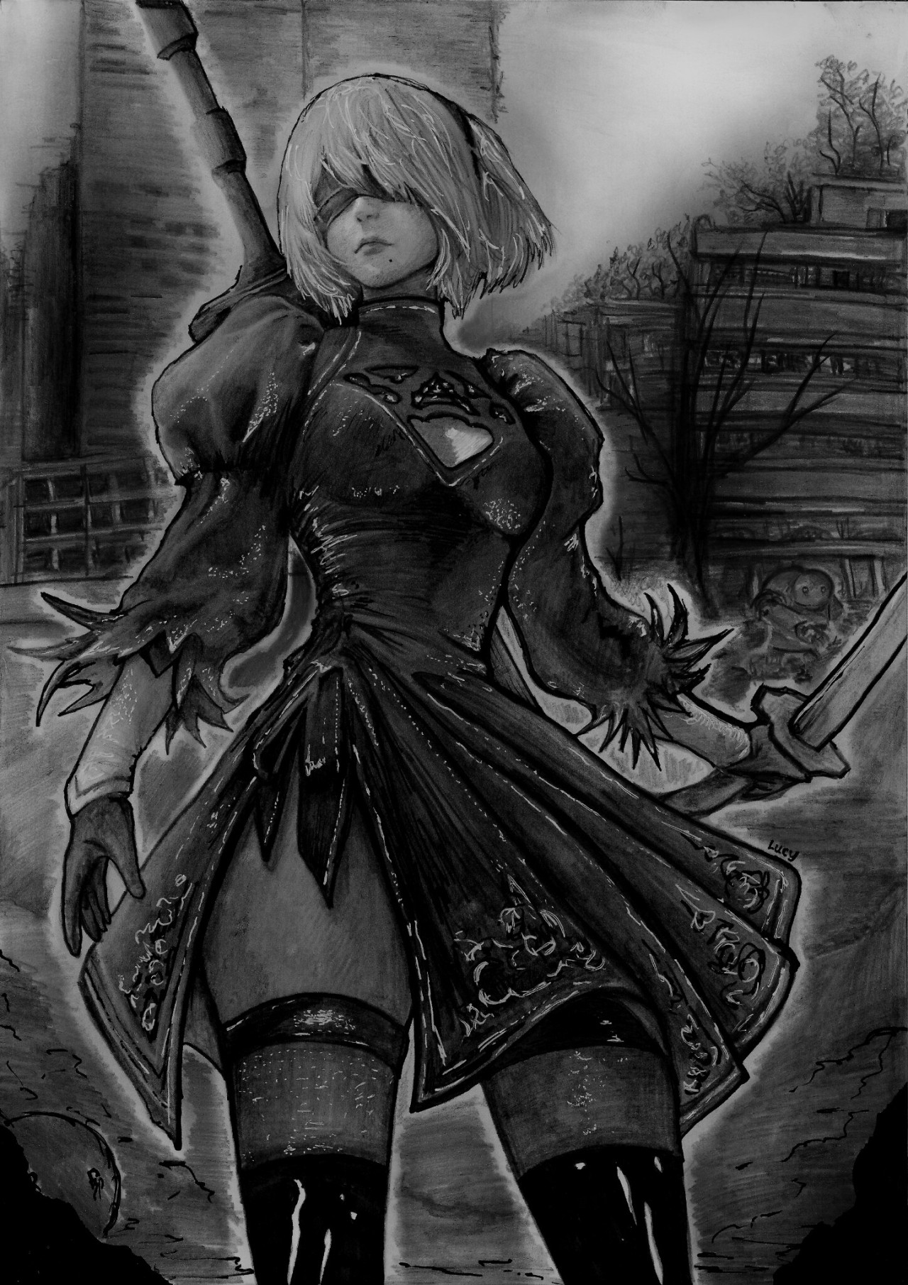 You made me — My drawing of 2b from the game nier automata.