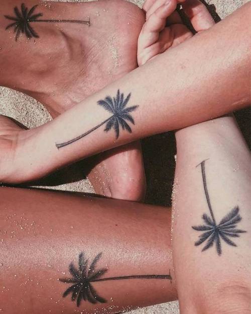 By Michele Volpi · mfox, done in Bologna. http://ttoo.co/p/35780 tree;small;best friend;matching;tiny;love;palm tree;ankle;ifttt;little;nature;forearm;michelevolpi;medium size;illustrative;matching tattoos for best friends