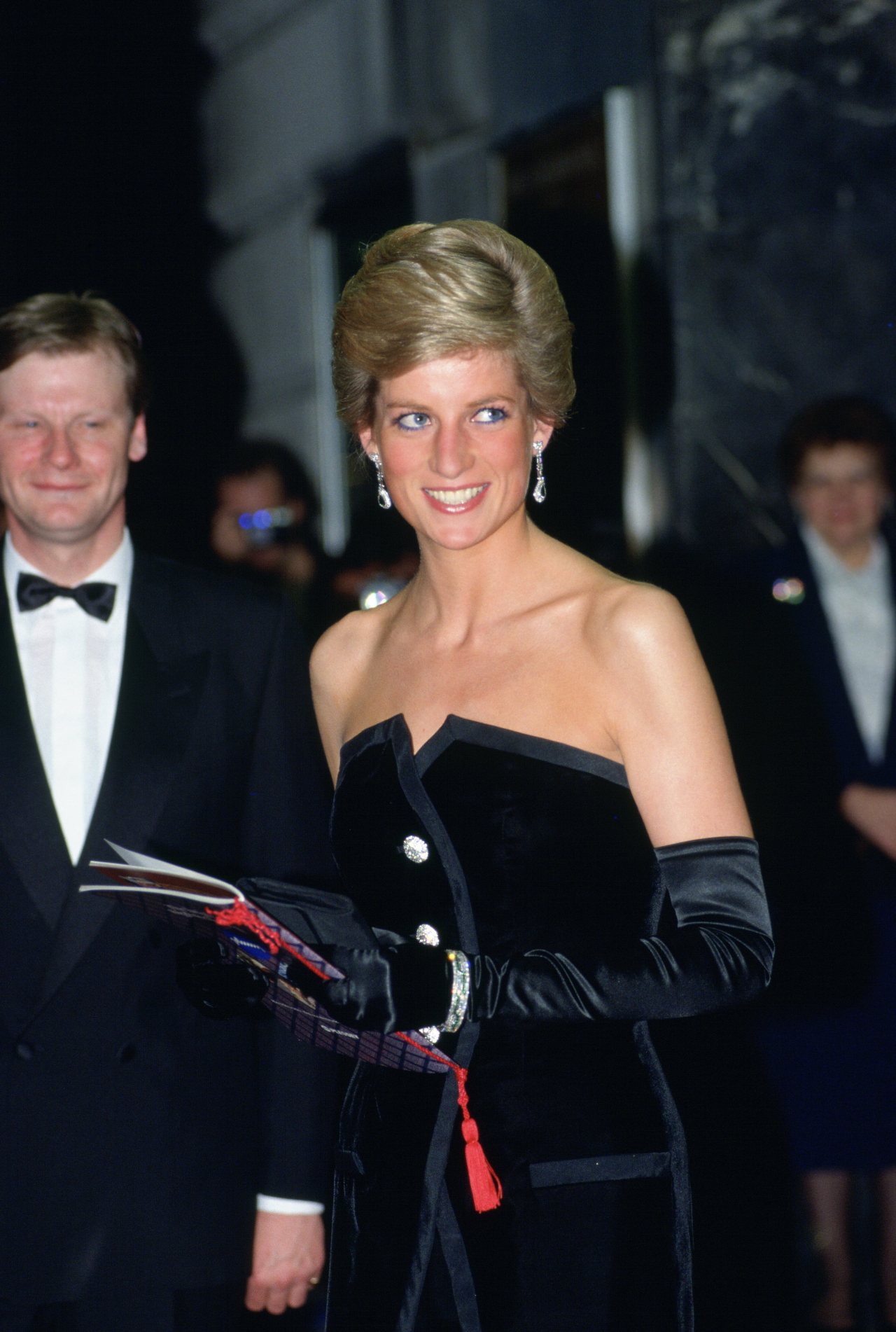 Celebrities in Gloves — Princess Diana wearing satin opera gloves.