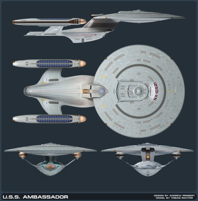 Starfleet ships — Ambassador-class revamp based on Andrew Probert’s...