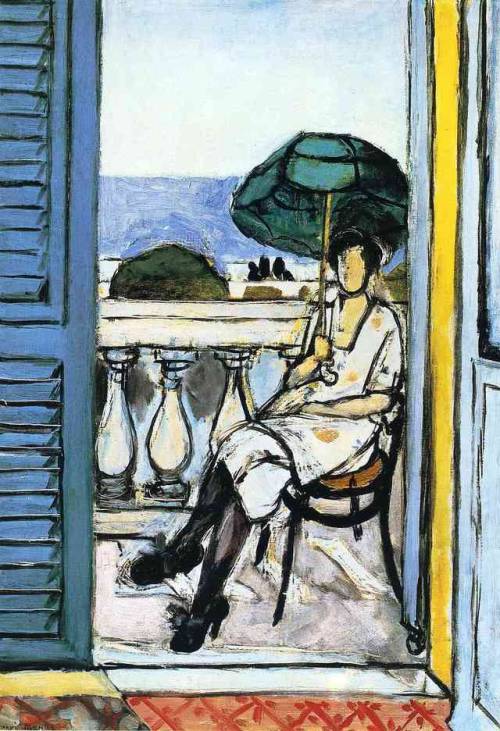 expressionism-art:Woman with a Green Parasol on a Balcony,...