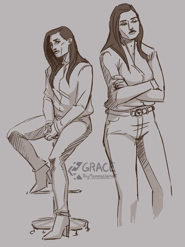 i am but a simple woman. lena in jeans pose study doodles