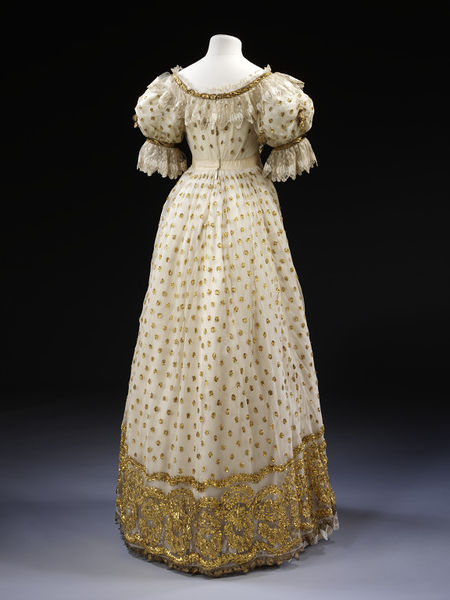 Ephemeral Elegance — Gold Embroidered Ball Gown, ca. 1820 via V&A