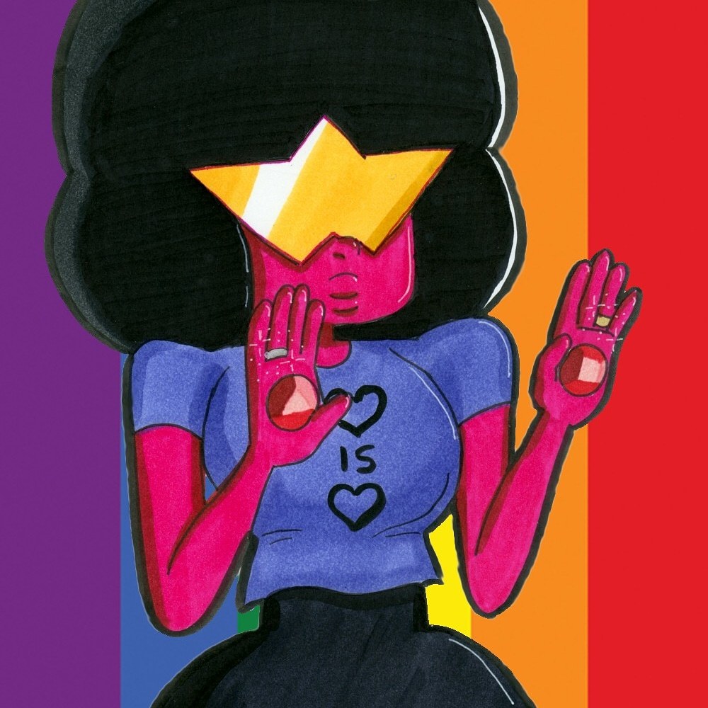 For my 1000th post, I give you a PRIDE GARNET peep her wedding rings I heart my Copic markers