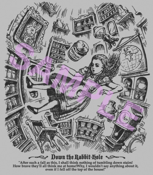 Down the Rabbit hole by an Unknown artist after John Tenniel for Carrollâ€™s Aliceâ€™s adventures in Wonderland.
Also available as a shirt