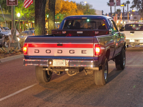 Pickup trucks at night