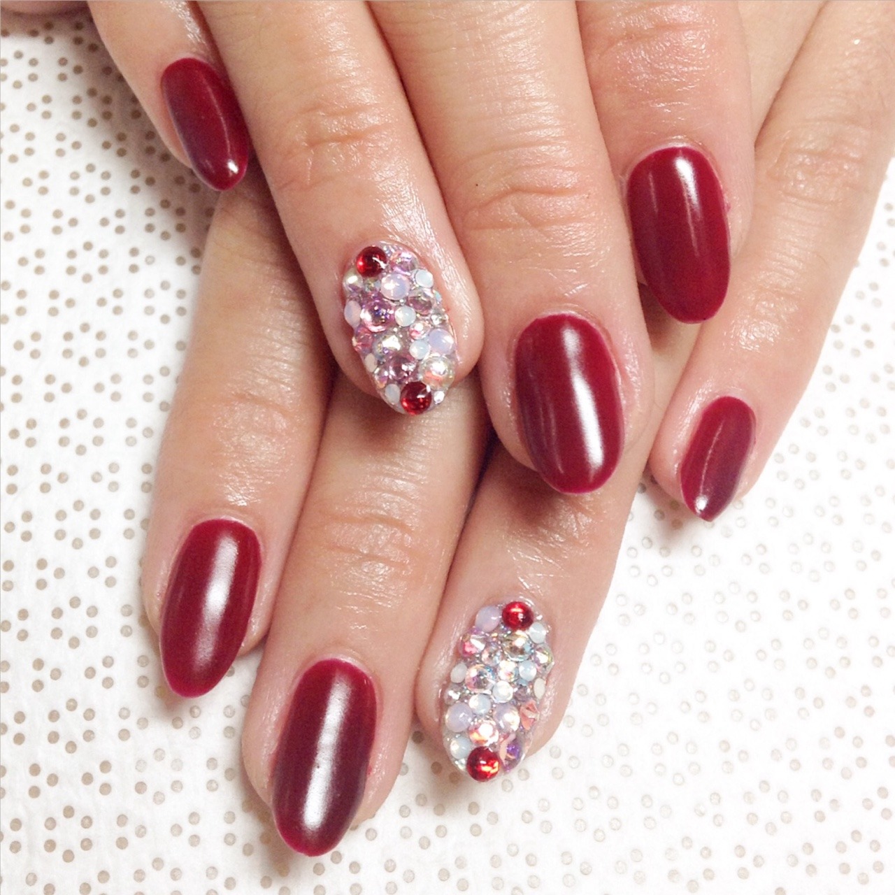 A Different Set Of Red Nails Deep Wine Red And Katt Claws