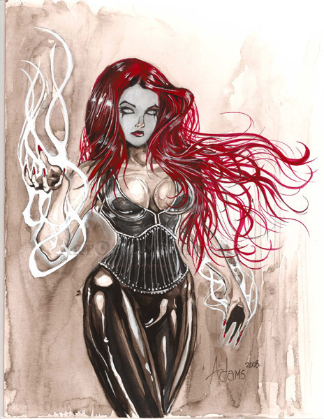 naughtyhalloweenart:James Adams-Red Witch