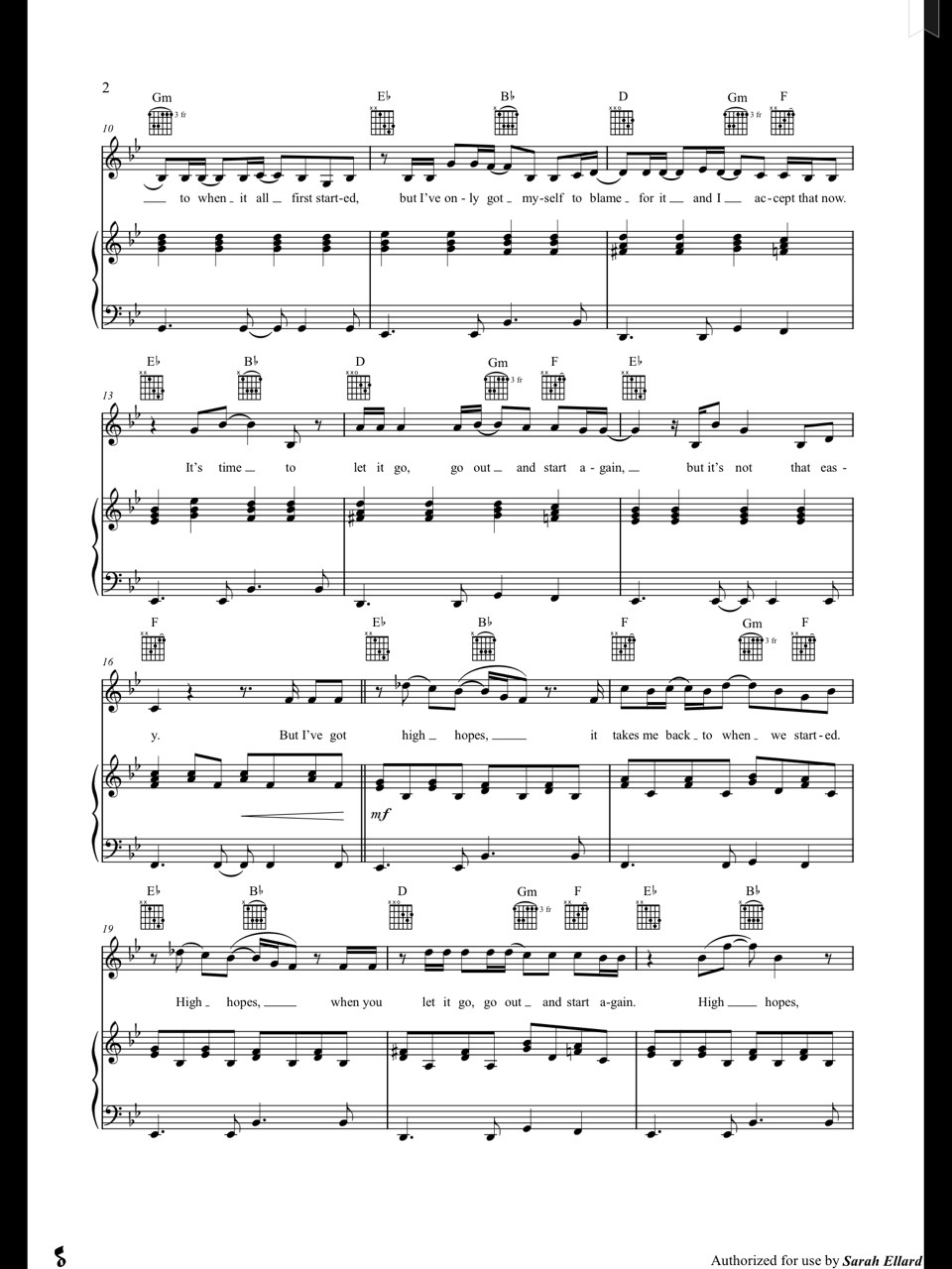 Piano Sheet Music — High Hopes - Kodaline (Piano Sheet)