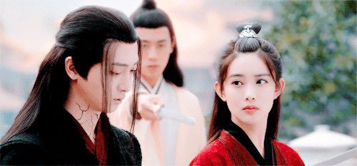 Wen Qing holding hands with Wen Ning