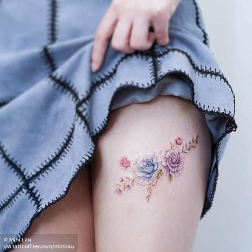 By Mini Lau, done at Hello Tattoo, Hong Kong.... flower;minilau;rose;thigh;facebook;nature;twitter;medium size;illustrative