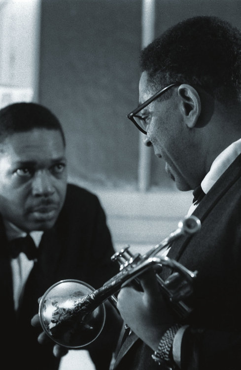 musician-photos:John Coltrane with Dizzy Gillespie