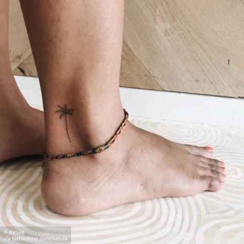 By Kate Kalula, done at Fine Line Tattoos, Melbourne.... tree;small;kalula;micro;tiny;palm tree;ankle;hand poked;ifttt;little;nature