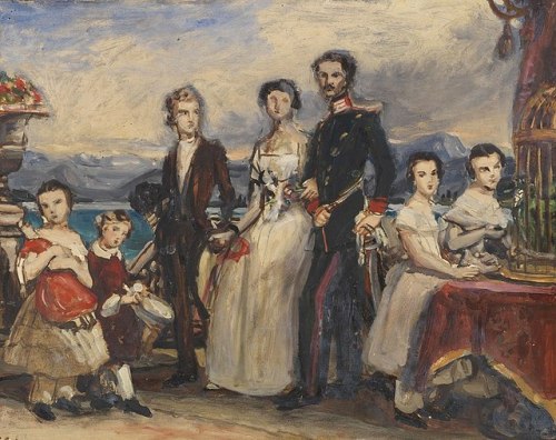 A portrait of seven of the ten children of Duke Maximilian...