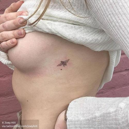 By Joey Hill, done at High Seas Tattoo Parlor, Los Angeles.... side boob;insect;small;single needle;micro;animal;tiny;bee;joeyhill;ifttt;little