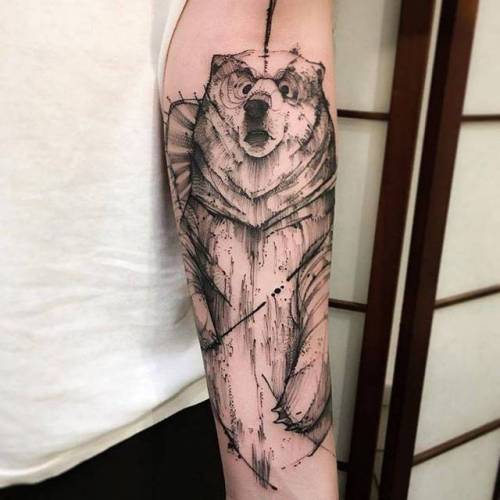 By Victor Montaghini, done in São Paulo. http://ttoo.co/p/25131 sketch work;bear;victormontaghini;big;animal;facebook;twitter;inner forearm