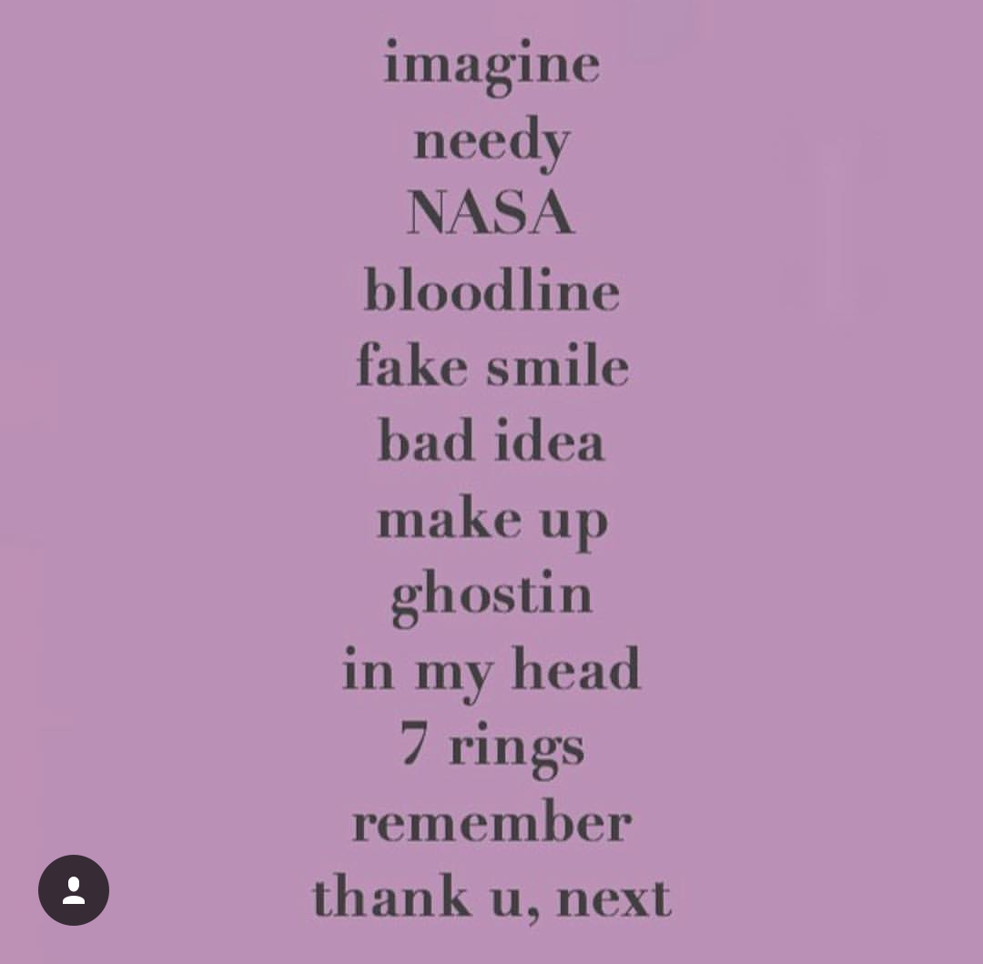 Thank U Next Tracklist Tumblr