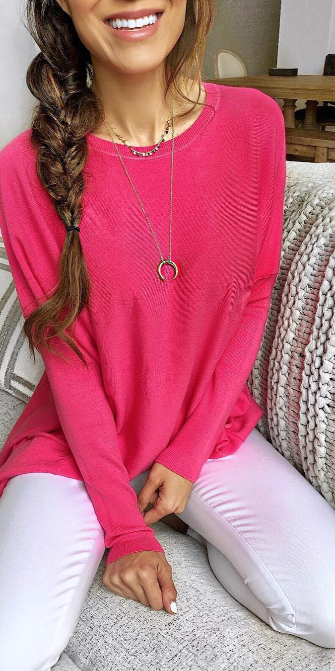 shyla styles, fash, outfits, clothing, pics Are you into color or neutrals??Iusually a neutral gal, but Iloving this pop of pink!!Sweater, white jeans, and necklaces are all vicidolls !!Use code DREAMS20 at checkout to save 20% off!!!Xo!! , vicidolls , vicicollab , necklace , pinksweater , happy , casualstyle , casualoutfit , braid , cozy , springstyle 