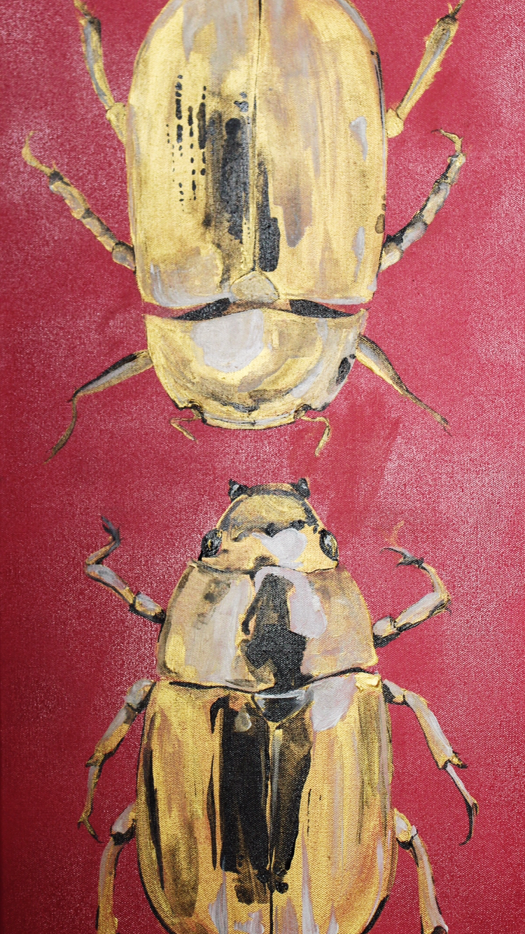 “Golden Scarabs” Acrylic on Oil — Immediately post your art to a topic and get feedback. Join our new community, EatSleepDraw Studio, today!