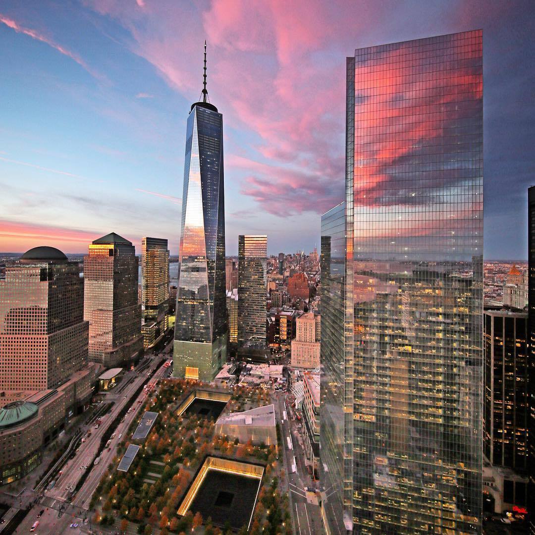 A stunning sunset over the new world trade center by @wtc